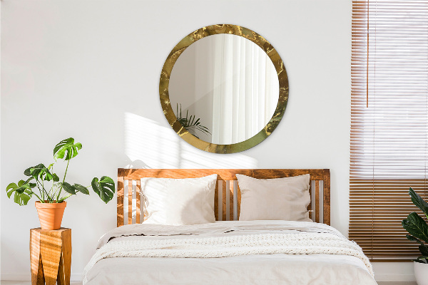 Espelho com moldura impressa redondo Redemoinhos metálicos