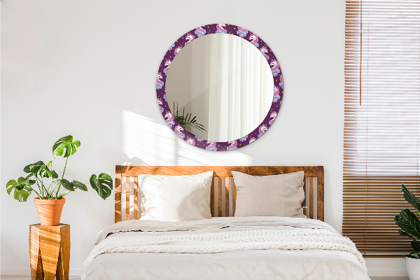 Espelho com moldura impressa redondo Estrelas de unicórnio