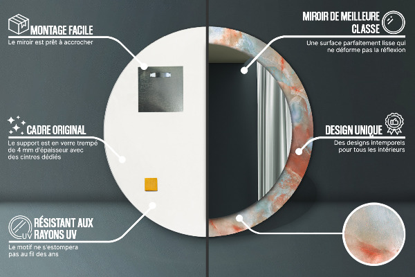 Espelho com moldura impressa redonda Mármores de ônix