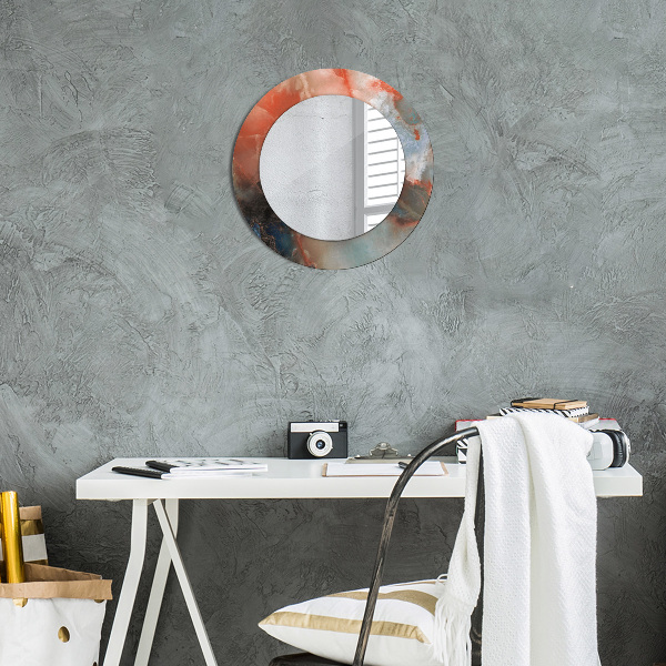 Espelho com moldura impressa redonda Mármores de ônix
