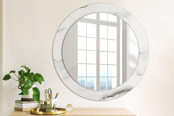 Espelho de parede circular decorativo Mármore branco