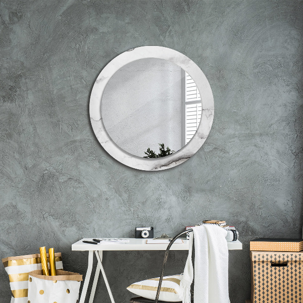 Espelho de parede circular decorativo Mármore branco