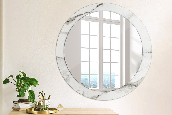 Espelho de parede circular decorativo Mármore branco