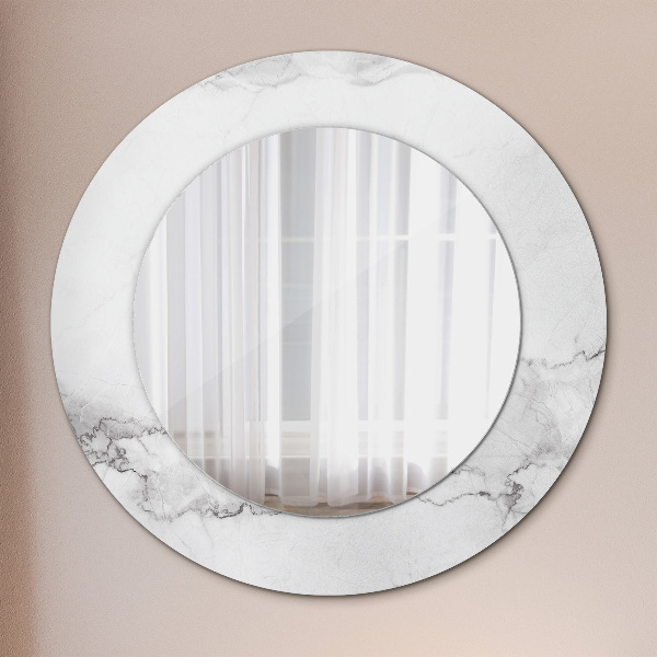 Espelho de parede circular decorativo Mármore branco