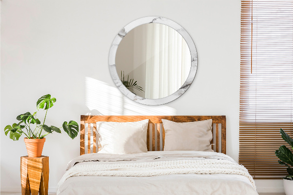 Espelho de parede circular decorativo Mármore branco