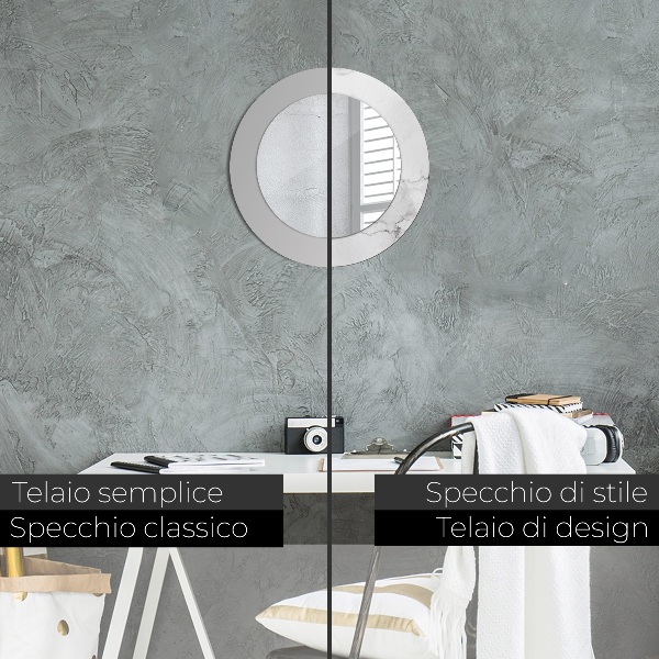 Espelho de parede circular decorativo Mármore branco