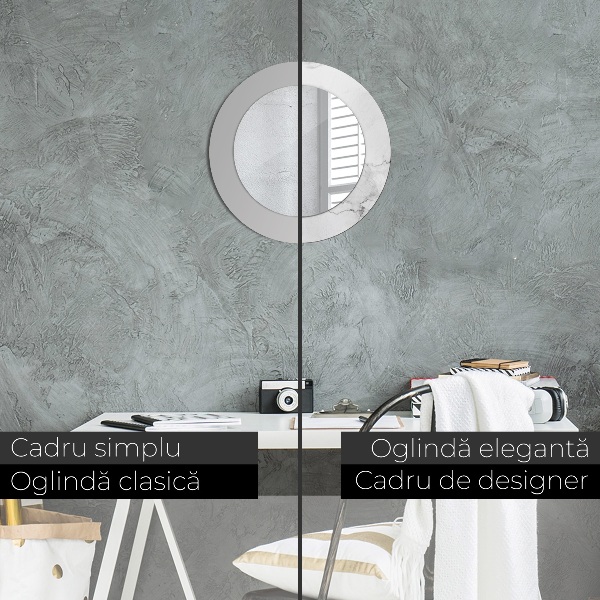 Espelho de parede circular decorativo Mármore branco