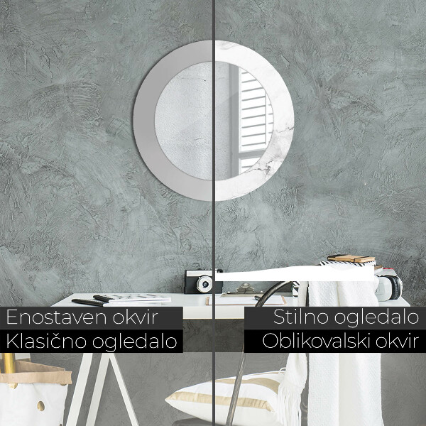 Espelho de parede circular decorativo Mármore branco