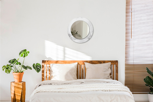 Espelho de parede circular decorativo Mármore branco