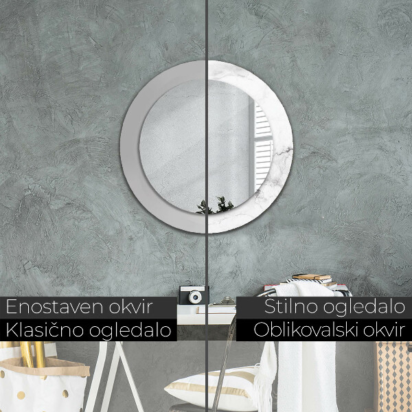 Espelho de parede circular decorativo Mármore branco