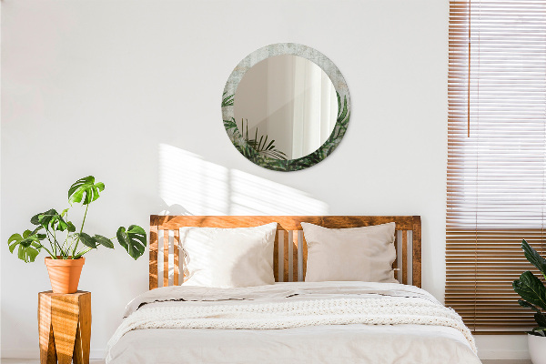 Espelho de parede circular decorativo Folhas de feto