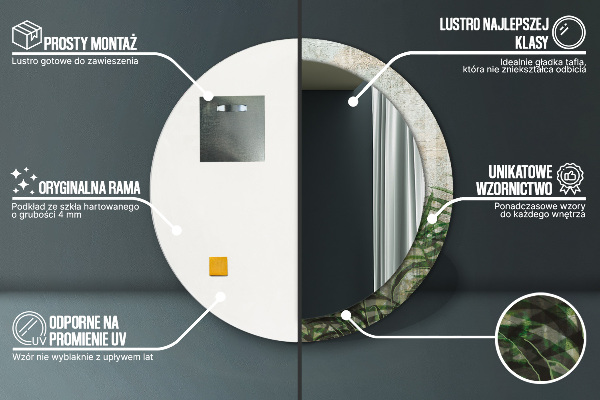 Espelho de parede circular decorativo Folhas de feto