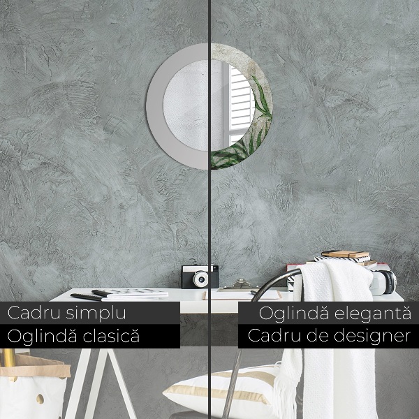 Espelho de parede circular decorativo Folhas de feto