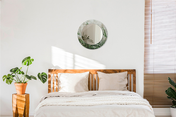 Espelho de parede circular decorativo Folhas de feto