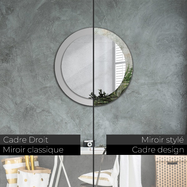 Espelho de parede circular decorativo Folhas de feto