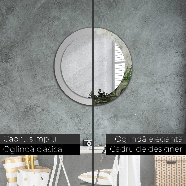 Espelho de parede circular decorativo Folhas de feto