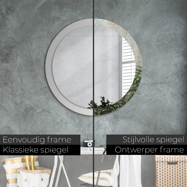 Espelho de parede circular decorativo Folhas de feto