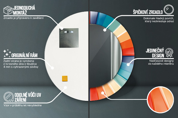Espelho circular de parede decorativo Riscas concêntricas radiais