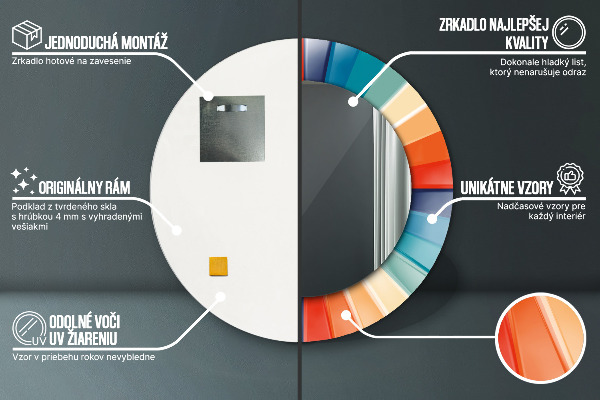 Espelho circular de parede decorativo Riscas concêntricas radiais