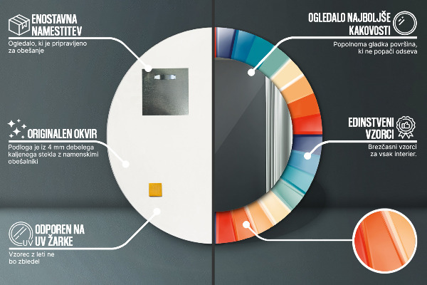 Espelho circular de parede decorativo Riscas concêntricas radiais