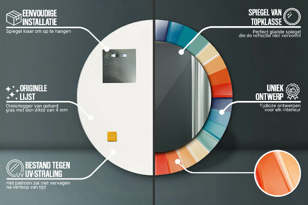 Espelho circular de parede decorativo Riscas concêntricas radiais