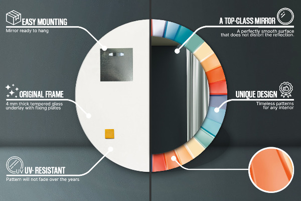 Espelho circular de parede decorativo Riscas concêntricas radiais
