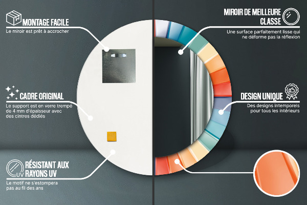 Espelho circular de parede decorativo Riscas concêntricas radiais