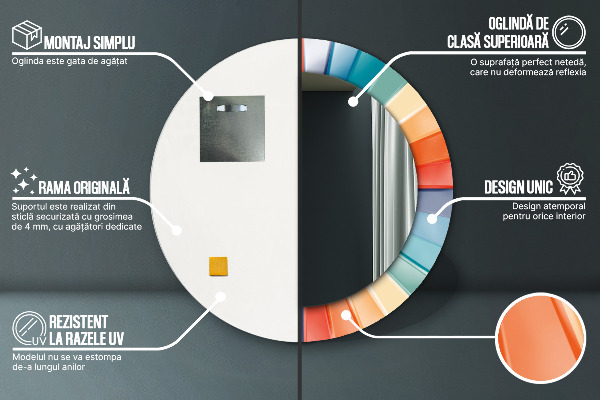 Espelho circular de parede decorativo Riscas concêntricas radiais