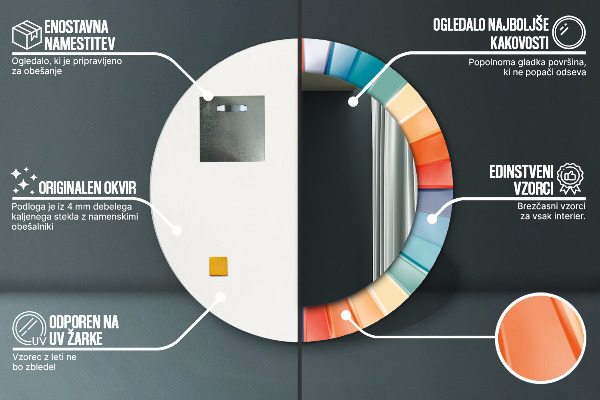 Espelho circular de parede decorativo Riscas concêntricas radiais