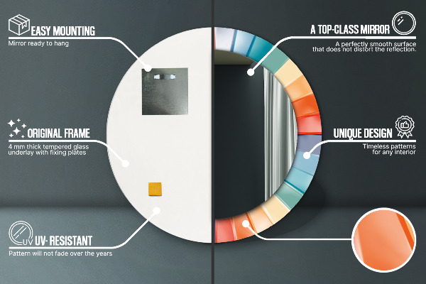 Espelho circular de parede decorativo Riscas concêntricas radiais