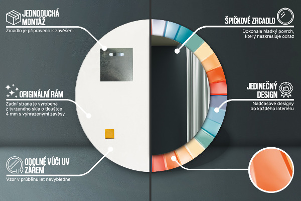 Espelho circular de parede decorativo Riscas concêntricas radiais