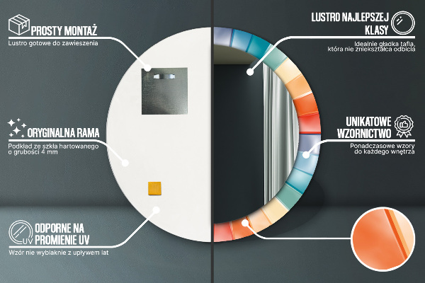 Espelho circular de parede decorativo Riscas concêntricas radiais