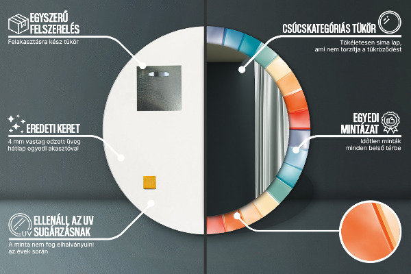 Espelho circular de parede decorativo Riscas concêntricas radiais