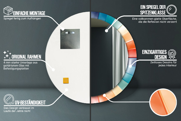Espelho circular de parede decorativo Riscas concêntricas radiais