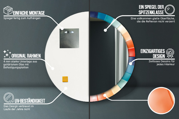 Espelho circular de parede decorativo Riscas concêntricas radiais