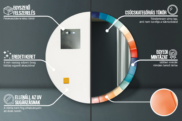 Espelho circular de parede decorativo Riscas concêntricas radiais