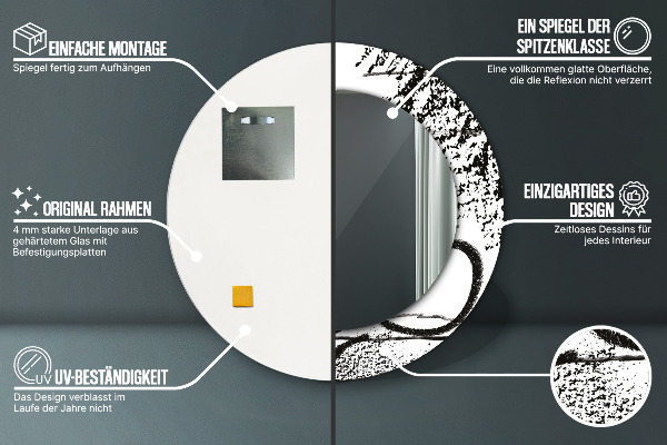 Espelho circular de parede decorativo Padrão de graffiti