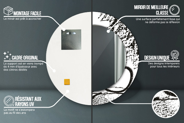 Espelho circular de parede decorativo Padrão de graffiti