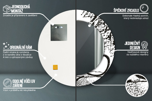 Espelho circular de parede decorativo Padrão de graffiti