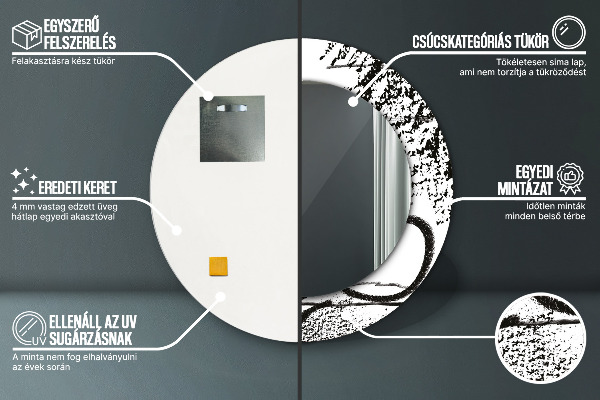 Espelho circular de parede decorativo Padrão de graffiti