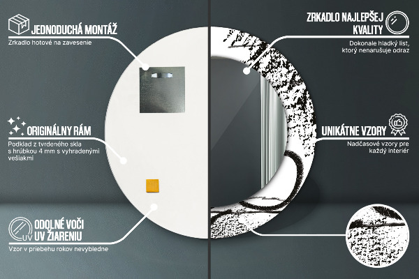 Espelho circular de parede decorativo Padrão de graffiti