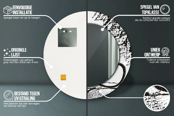 Espelho circular de parede decorativo Padrão de graffiti