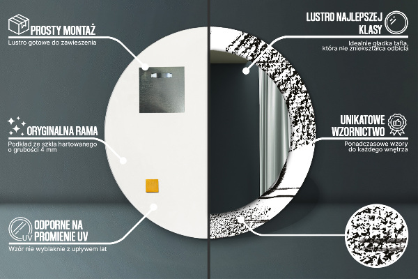 Espelho circular de parede decorativo Padrão de graffiti