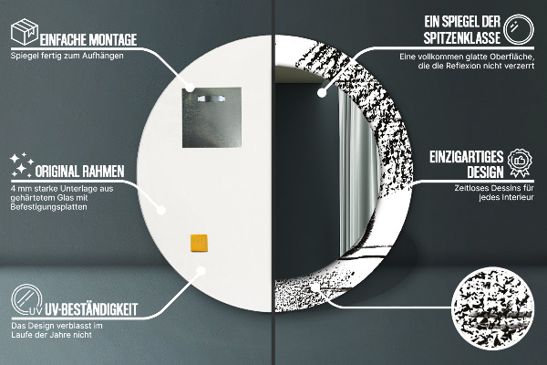 Espelho circular de parede decorativo Padrão de graffiti