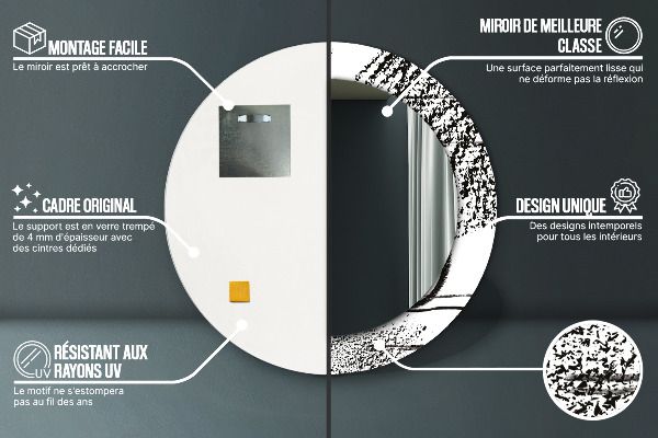 Espelho circular de parede decorativo Padrão de graffiti