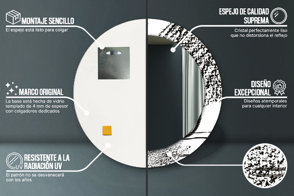 Espelho circular de parede decorativo Padrão de graffiti