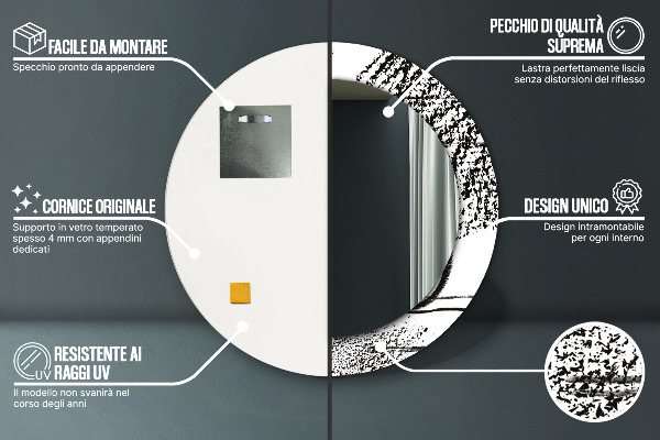 Espelho circular de parede decorativo Padrão de graffiti