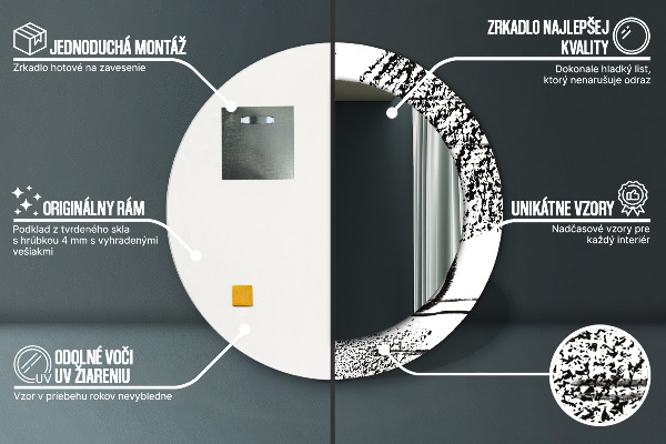 Espelho circular de parede decorativo Padrão de graffiti