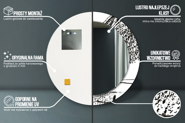Espelho circular de parede decorativo Padrão de graffiti