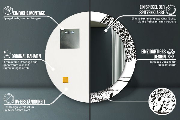 Espelho circular de parede decorativo Padrão de graffiti